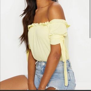 Pretty Little Thing Bardot Bow Sleeve Rib Bodysuit